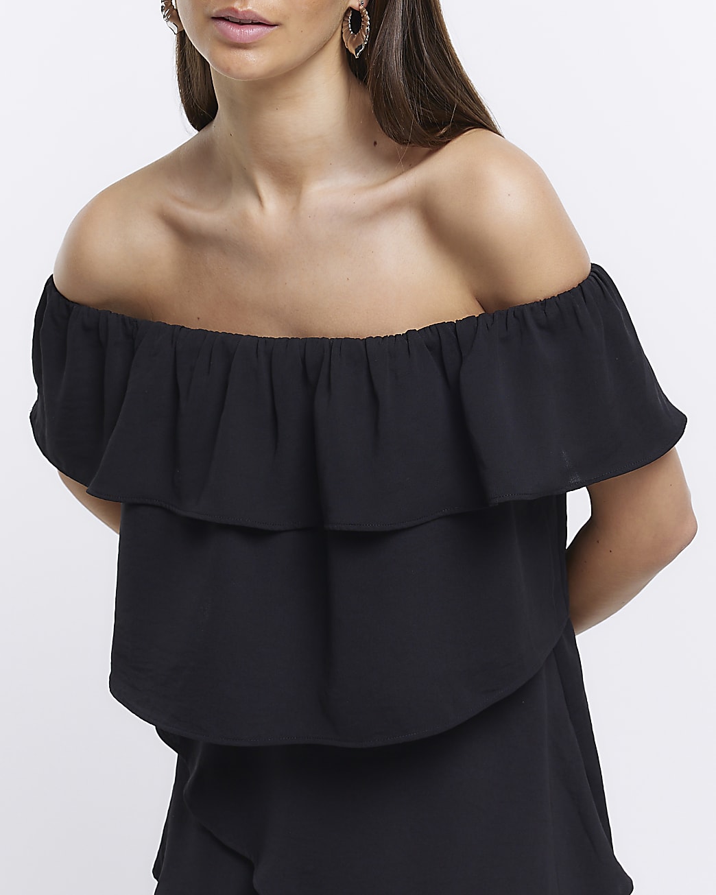 Black layered bardot playsuit