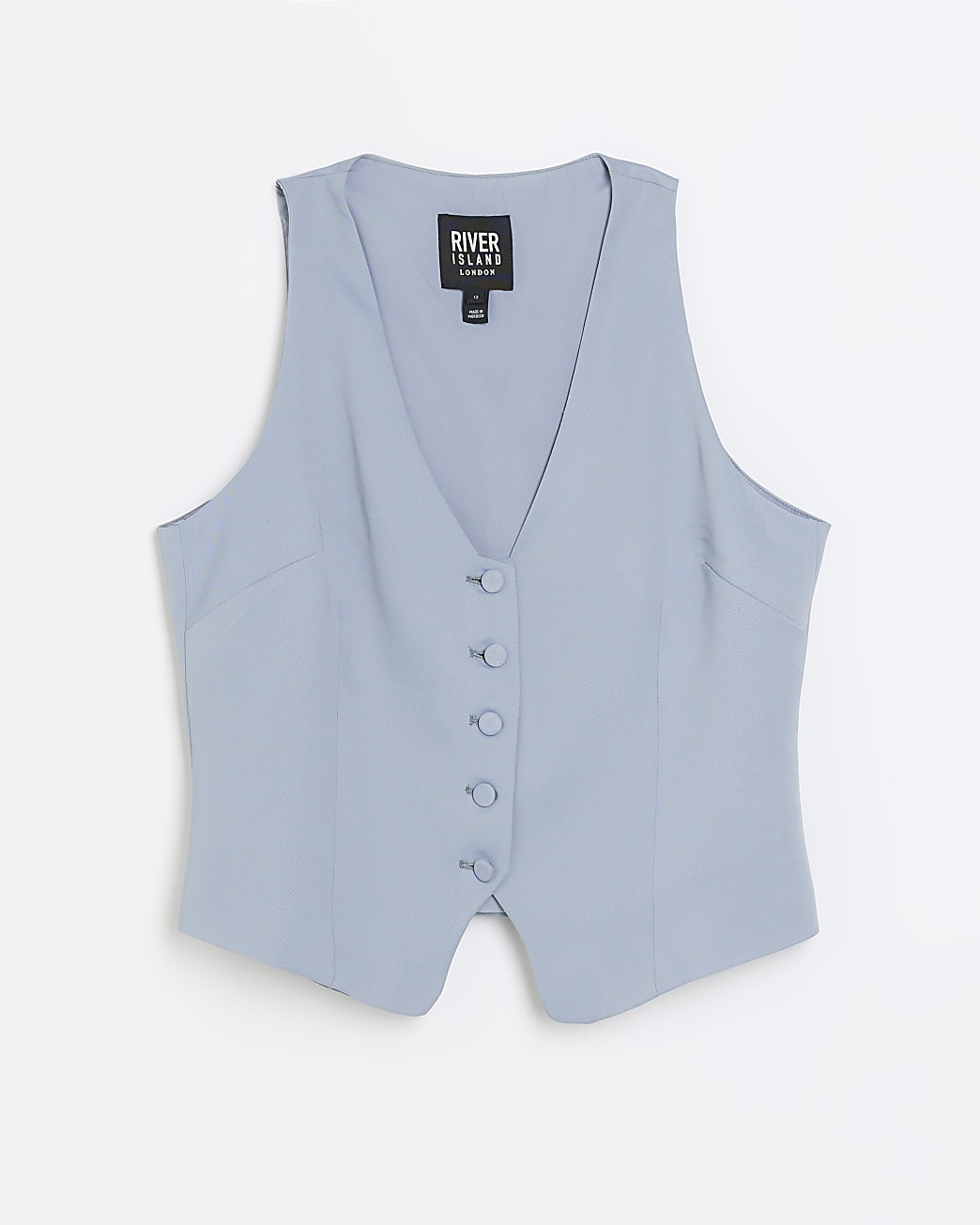 Petite blue button front waistcoat