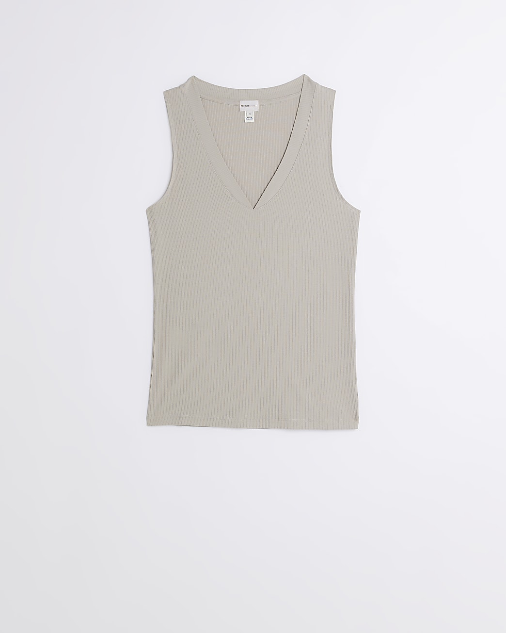 Beige ribbed v neck vest
