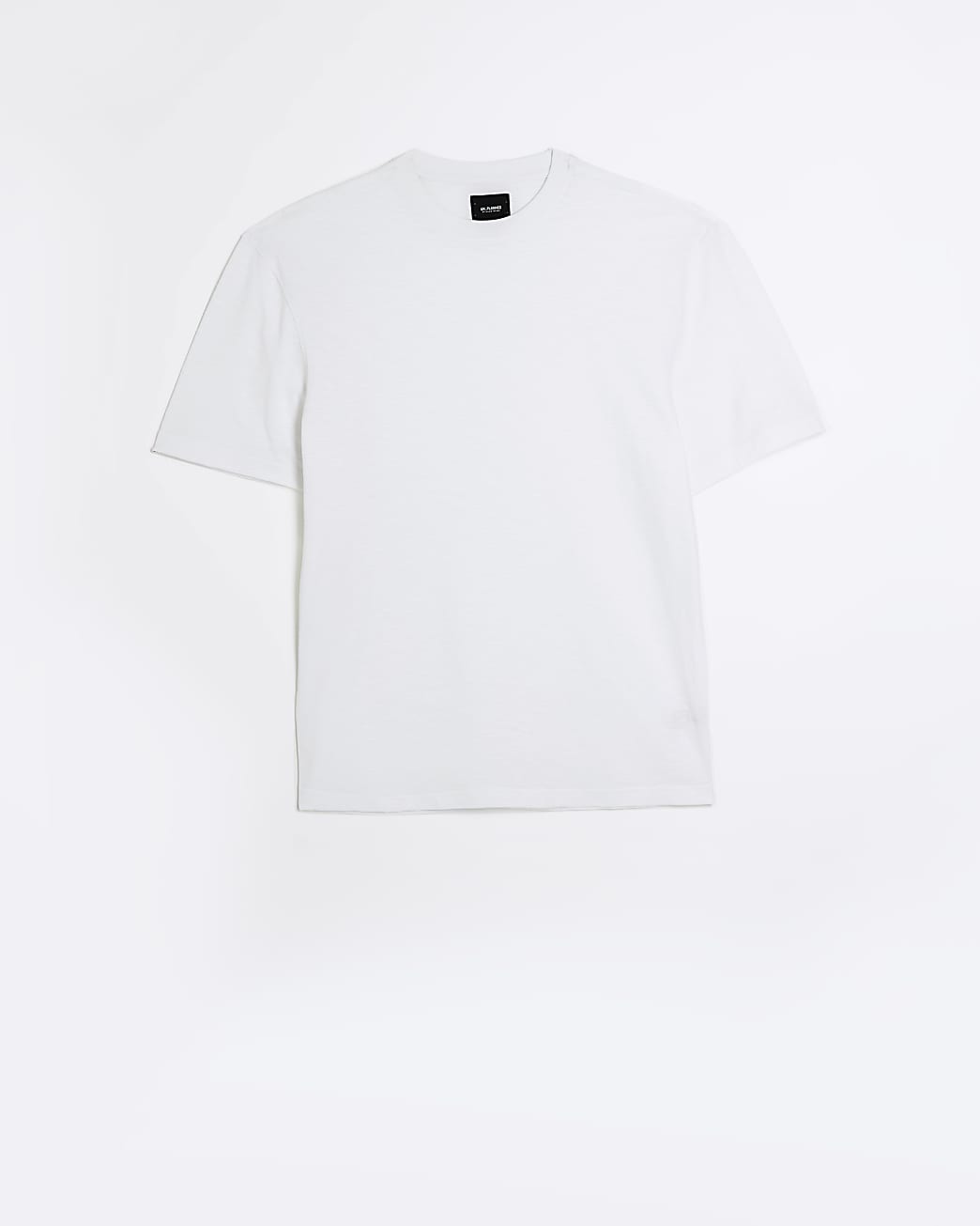 White regular fit slub texture t-shirt