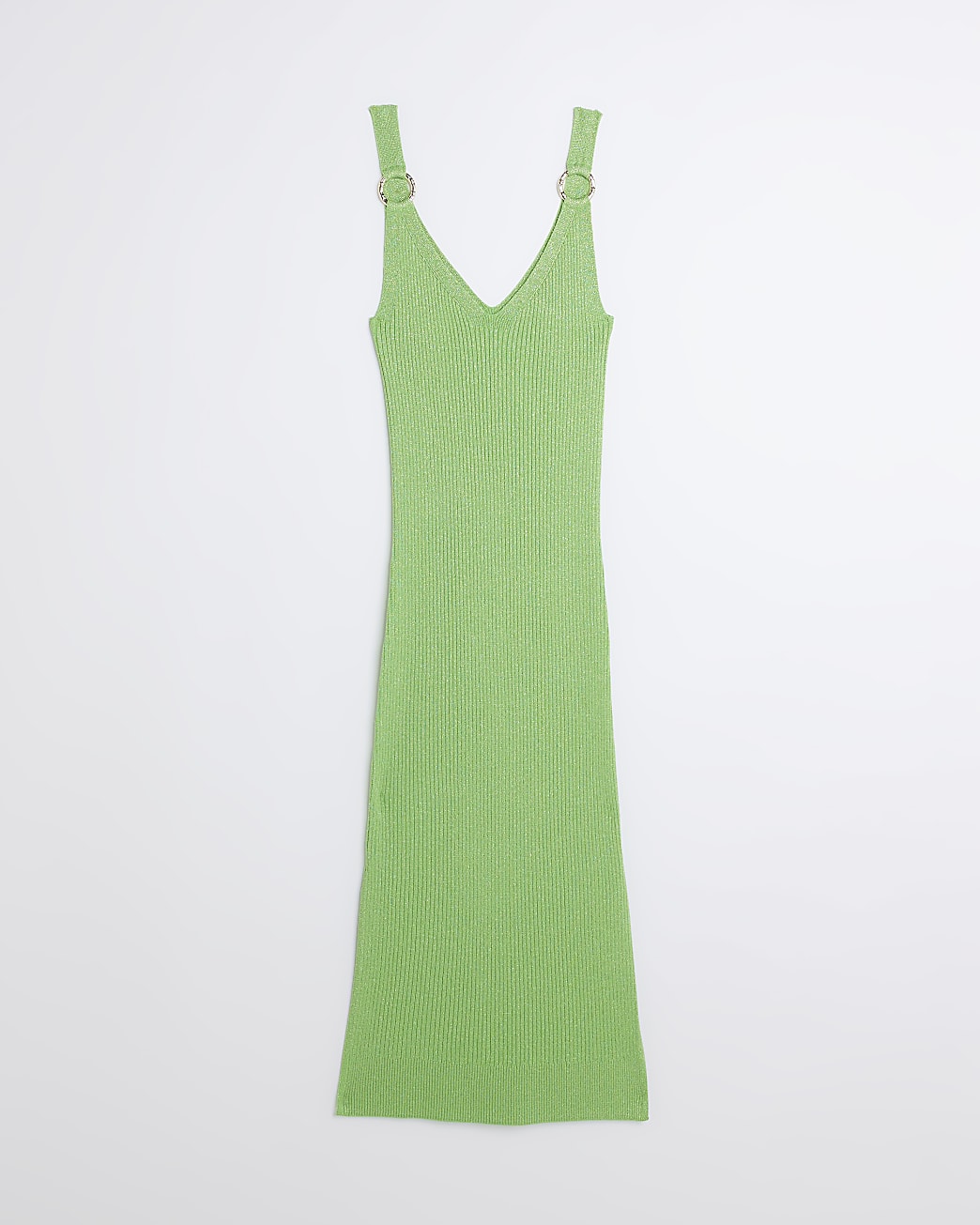 Green rib bodycon midi dress