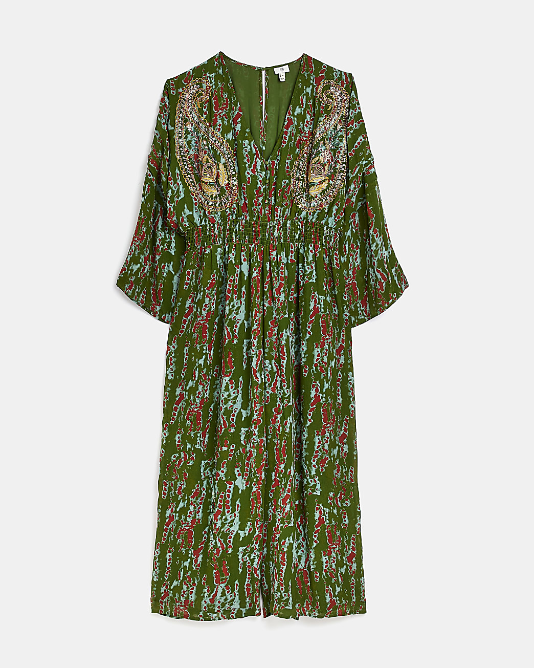 Plus green printed jumpsuit