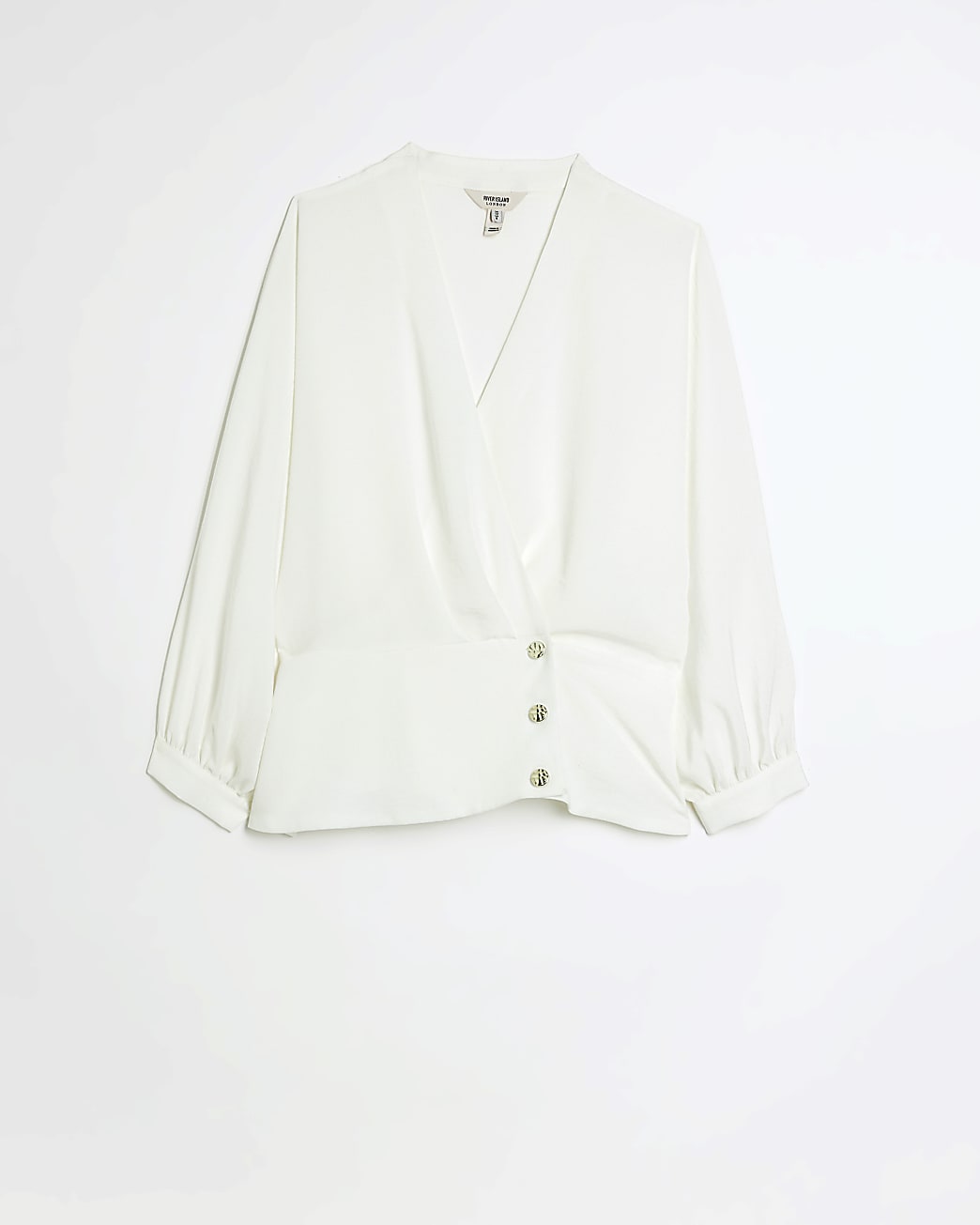 White satin wrap blouse