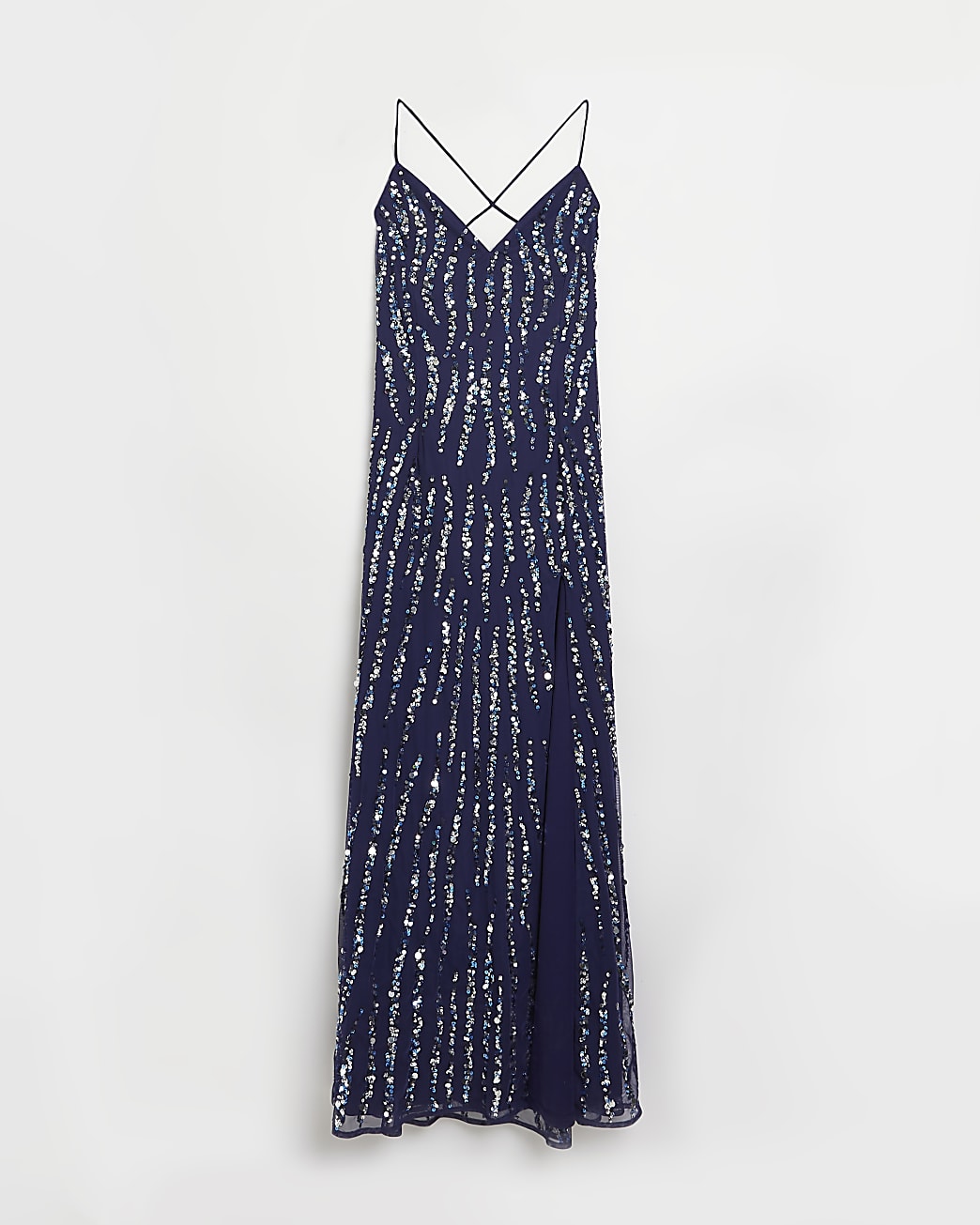 Petite navy sequin maxi dress