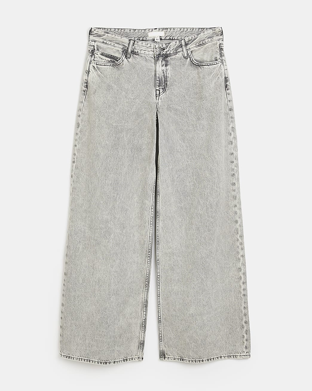 Grey low rise wide leg jeans