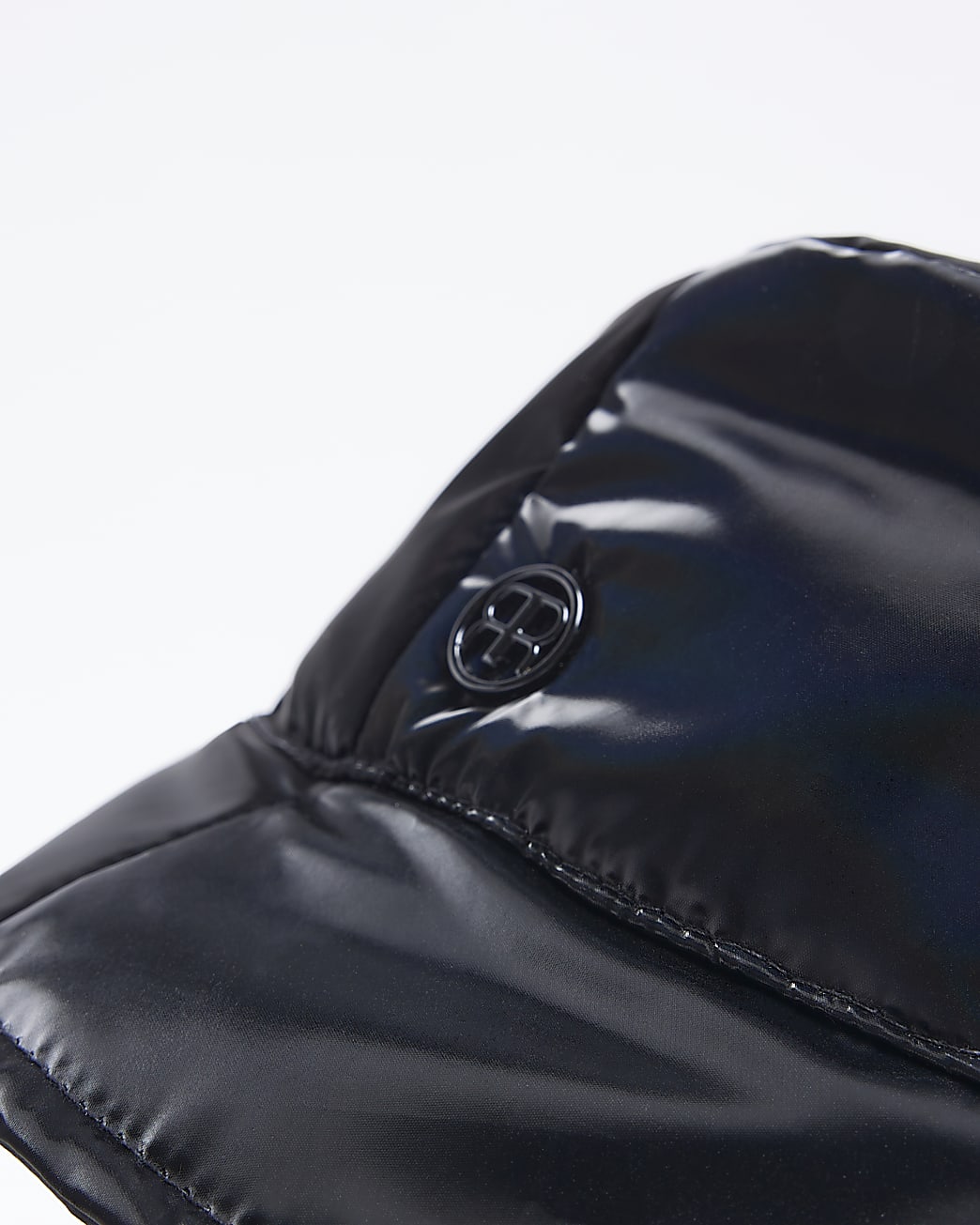 Black shiny bucket hat