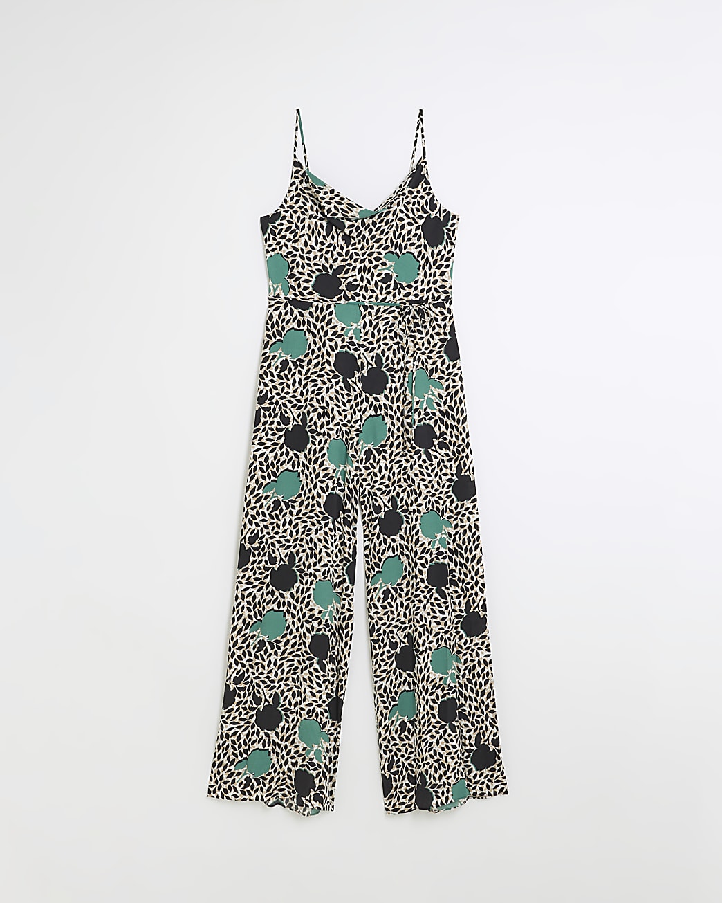 Black printed cowl neck jumpsuit