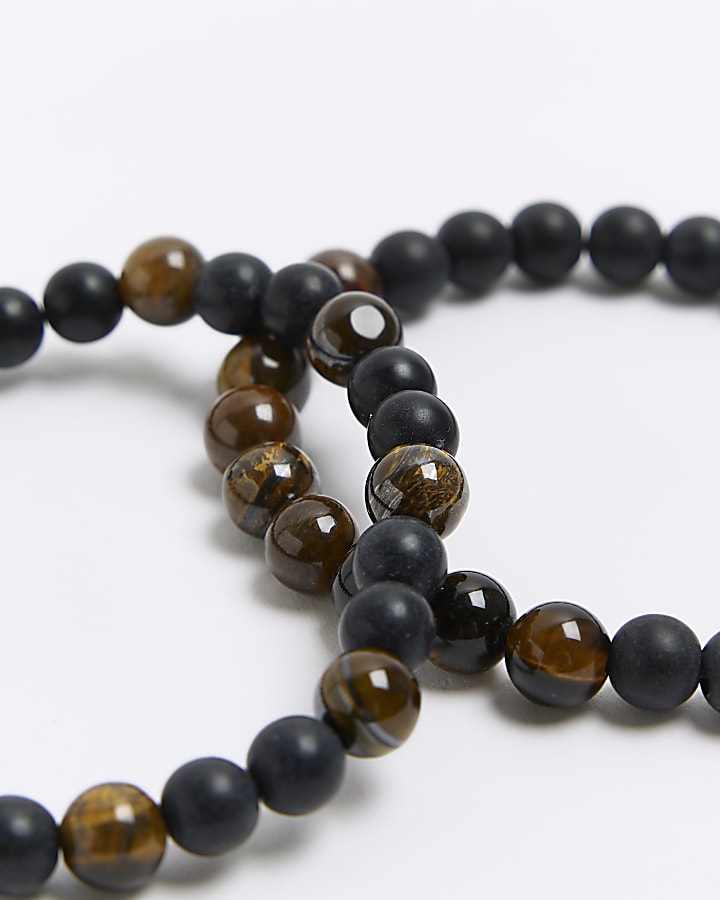 Brown beaded bracelet multipack