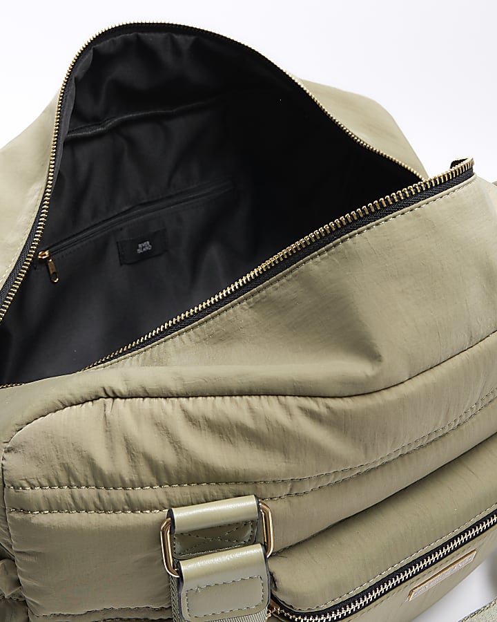 Khaki zip pocket travel bag