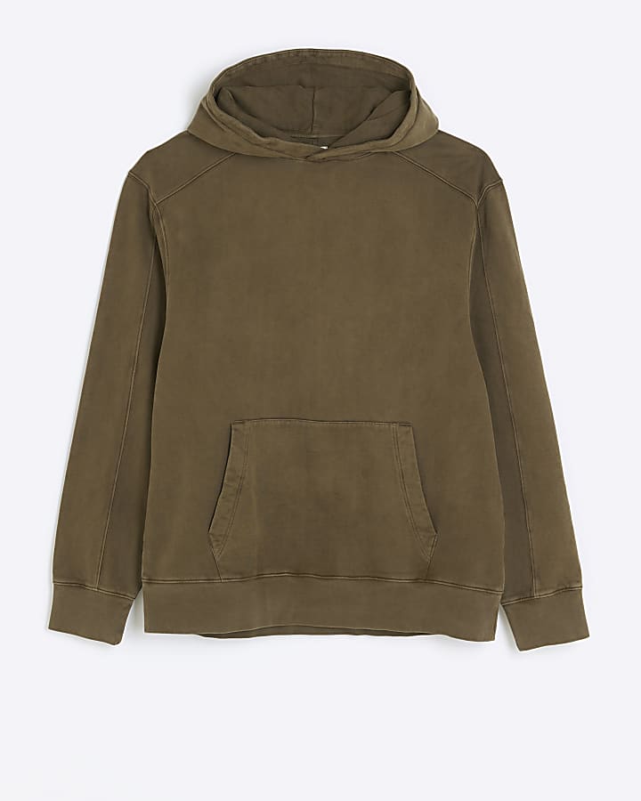 Washed khaki regular fit hoodie