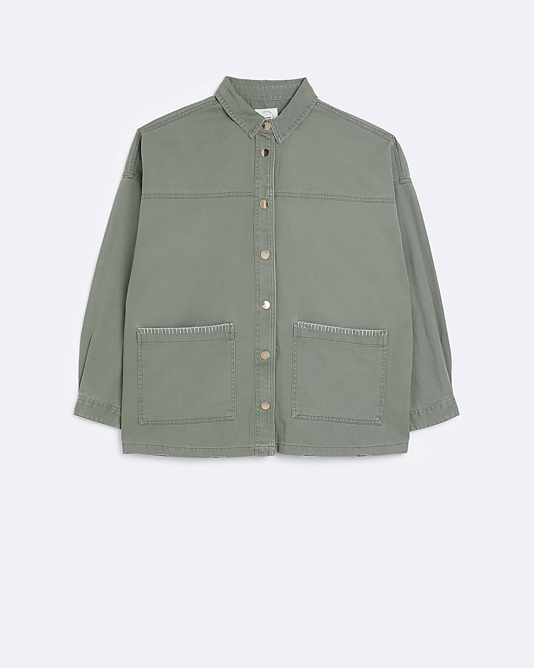 Khaki long sleeve shacket