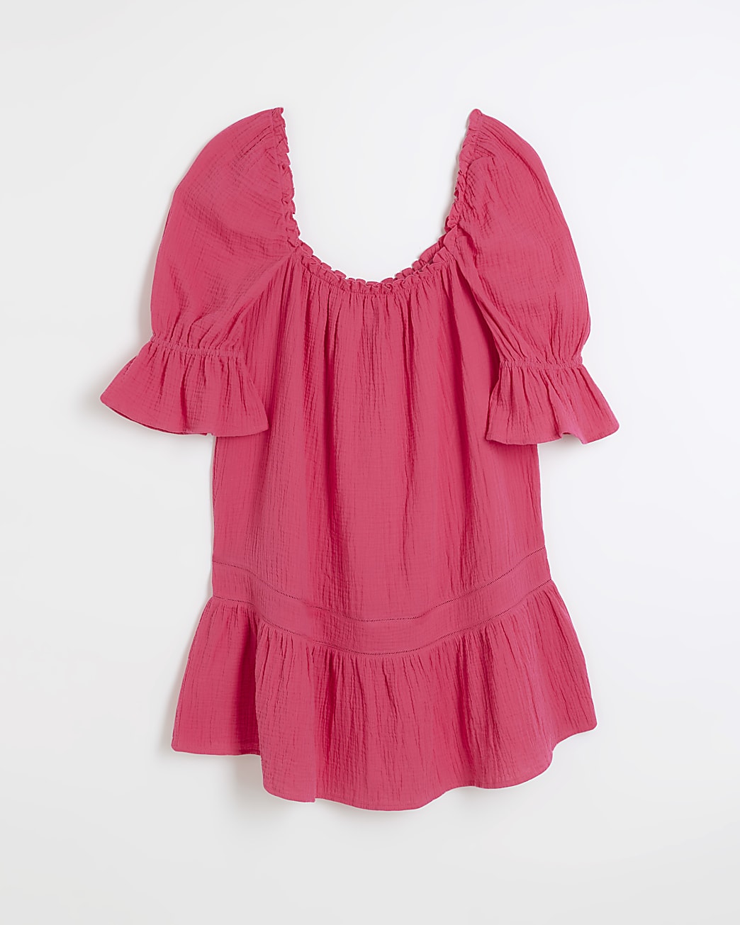 Pink textured smock mini dress
