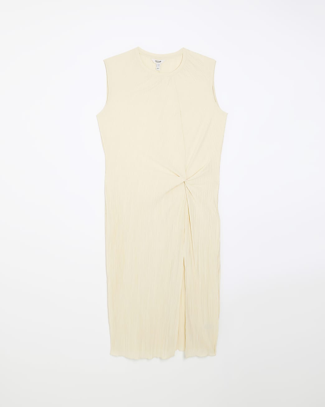 Cream twist plisse midi dress