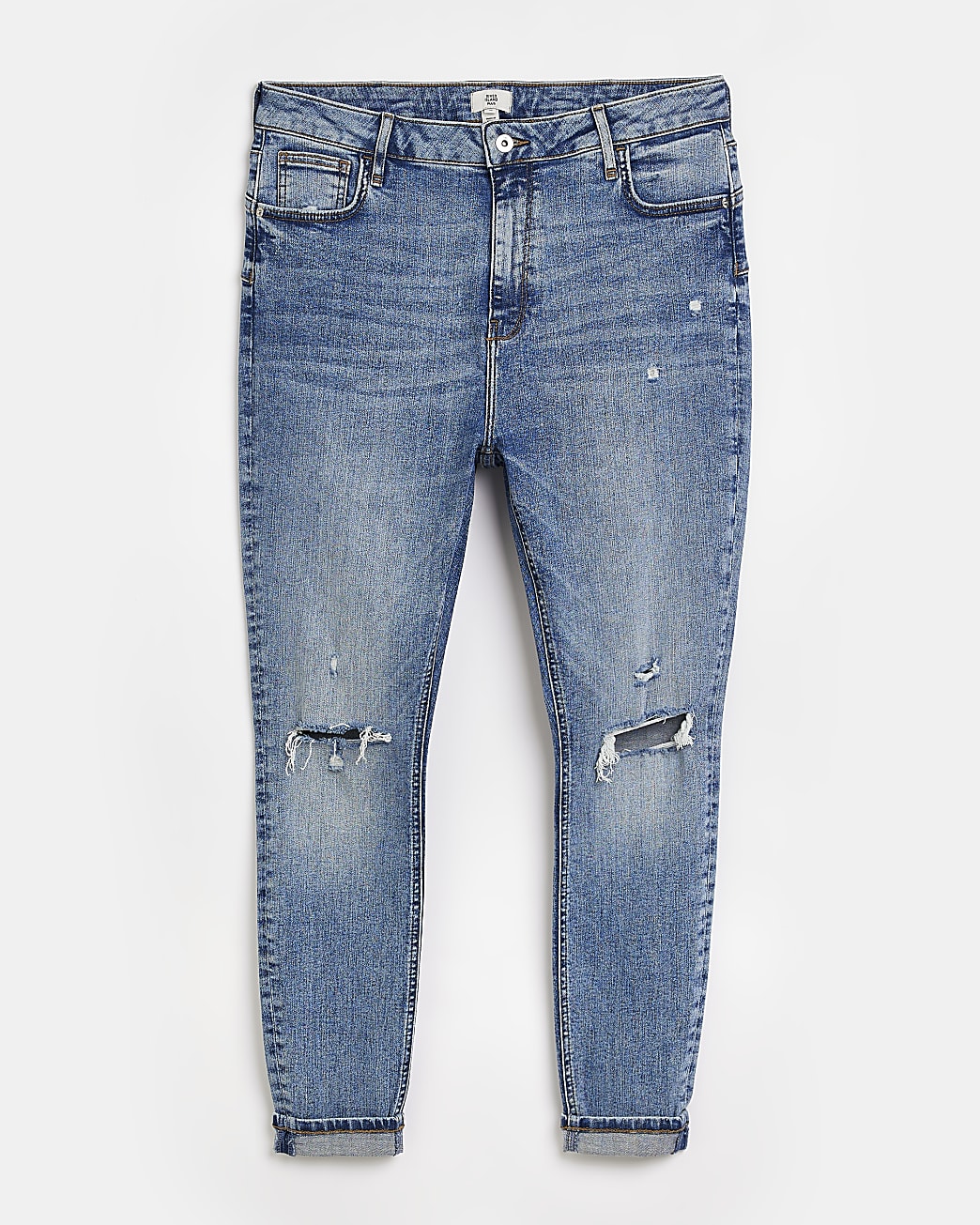 Plus blue ripped bum sculpt skinny jeans
