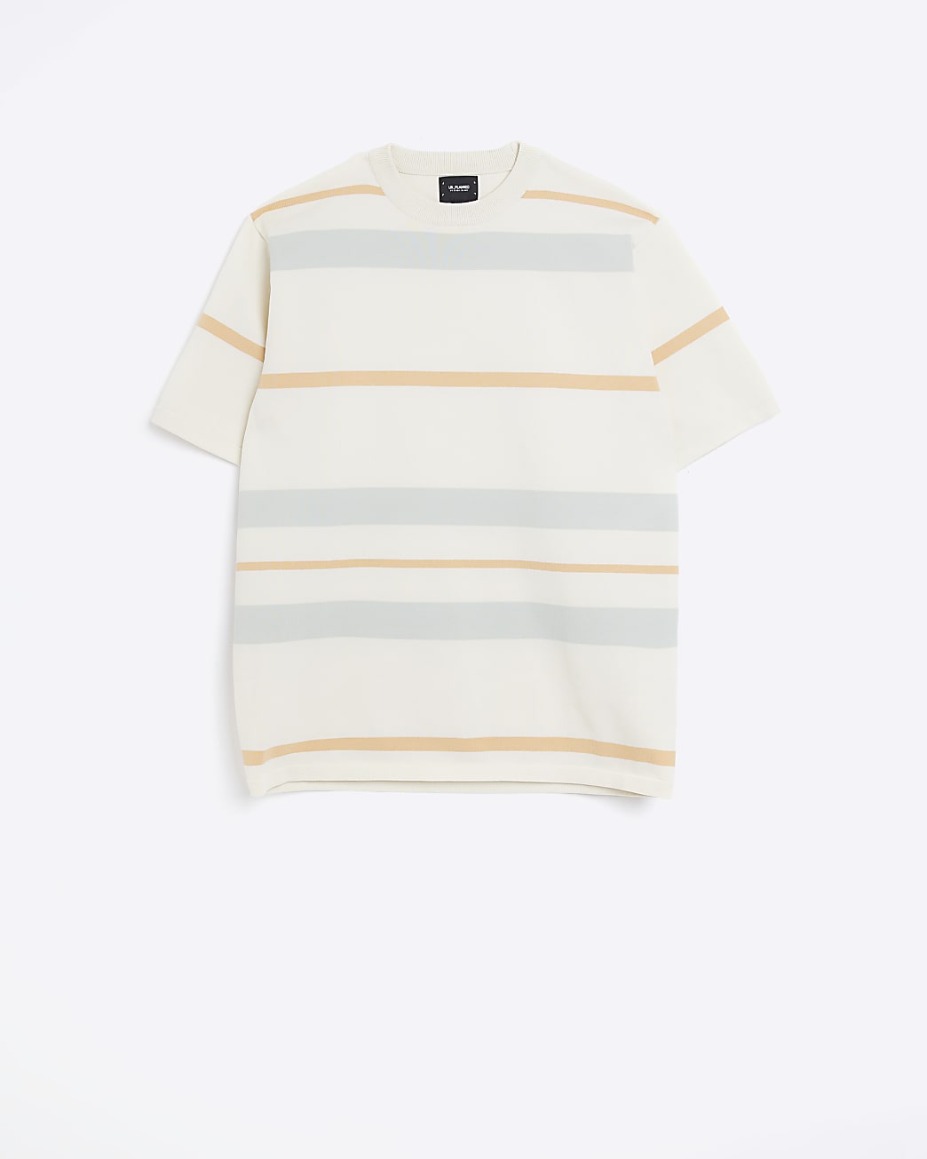 Ecru regular fit striped t-shirt
