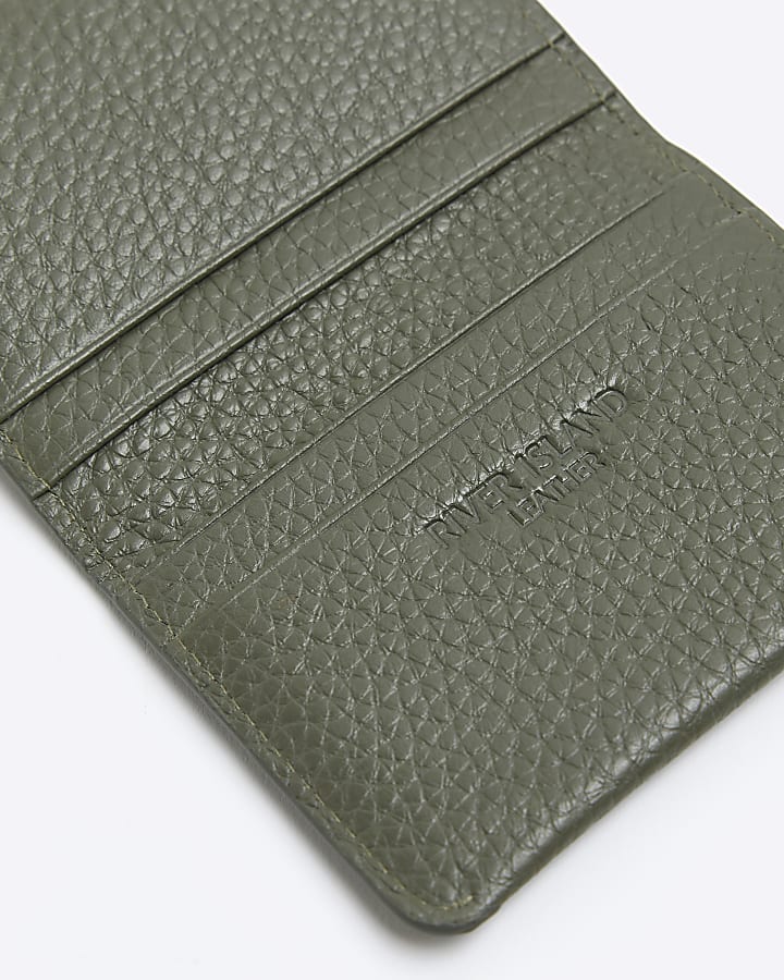 Khaki leather pebbled cardholder