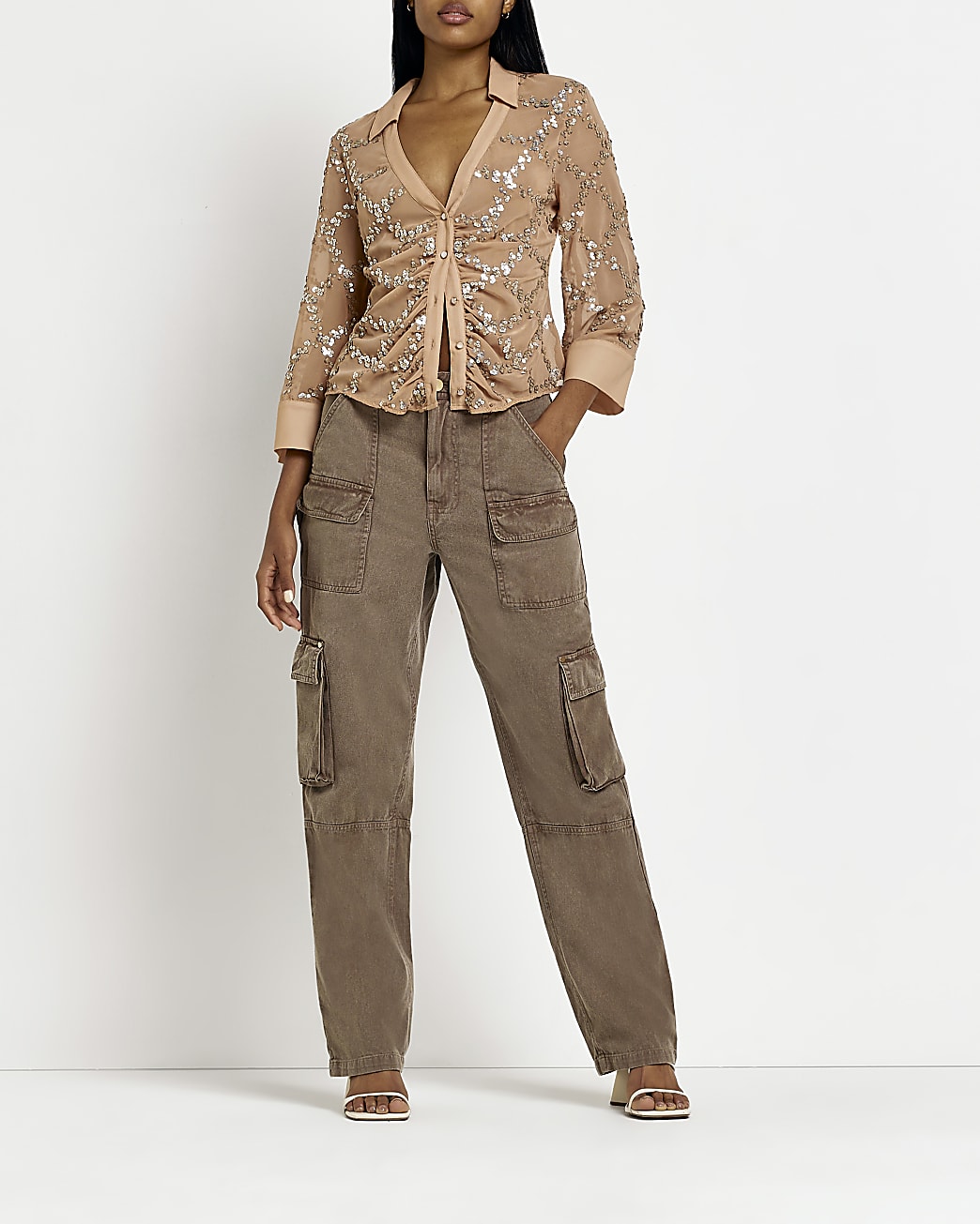 Beige sequin shirt