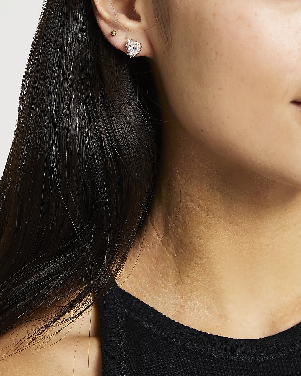 Rose gold heart stud earrings