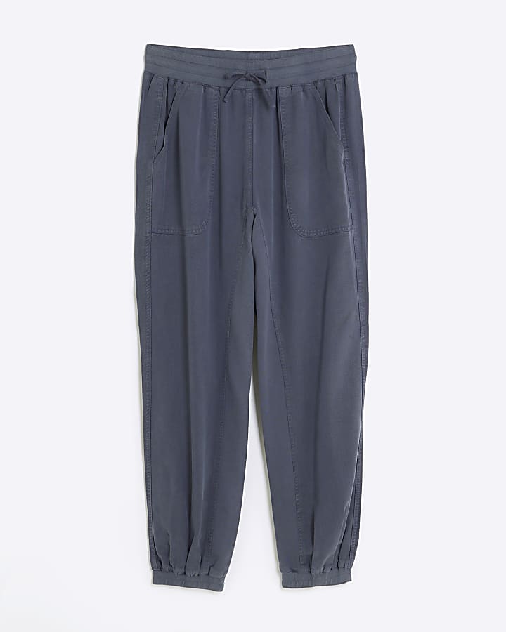 Navy lyocell cuffed joggers