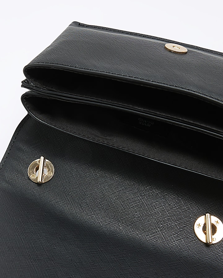 Black patent chain strap cross body bag