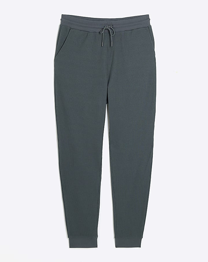 Blue regular fit waffle lounge joggers