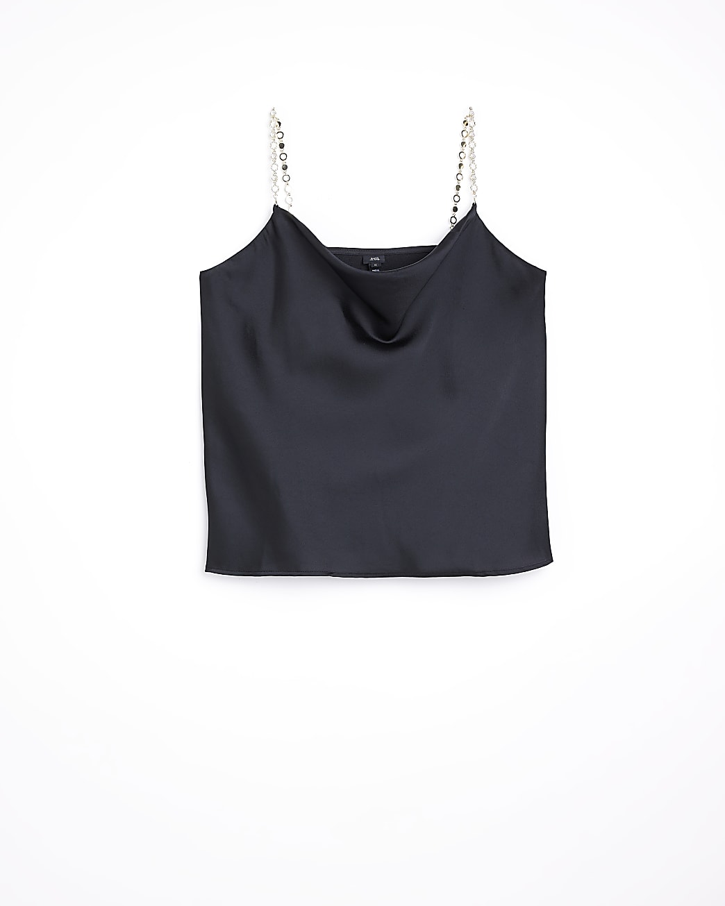 Black Satin Cowl Neck Cami Top