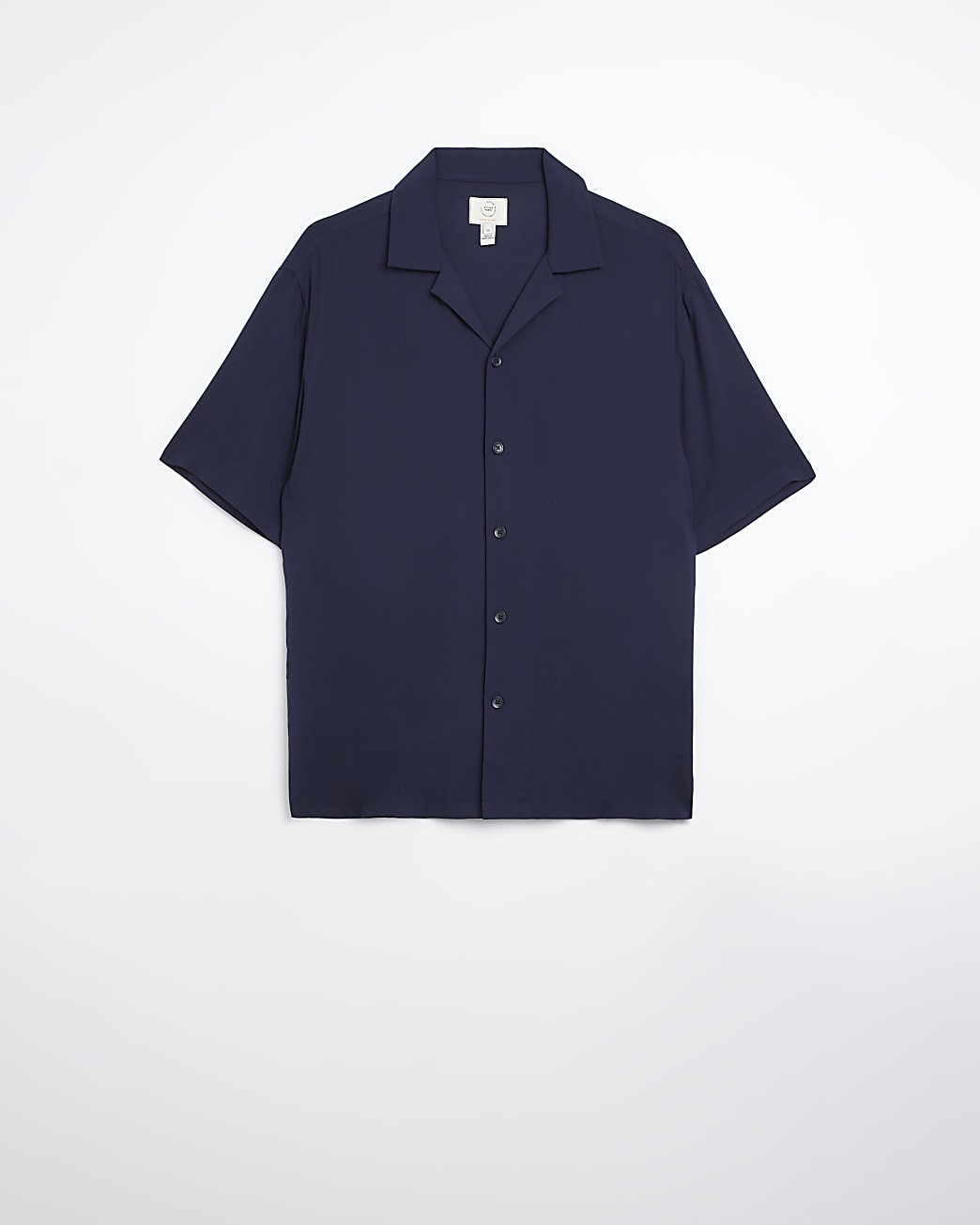 Navy regular fit viscose revere shirt
