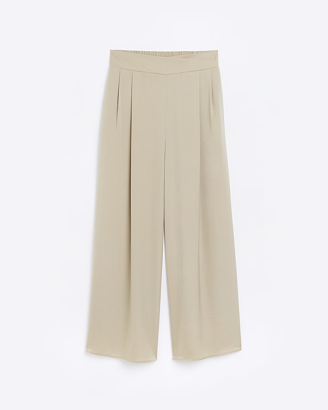 Khaki satin wide leg trousers