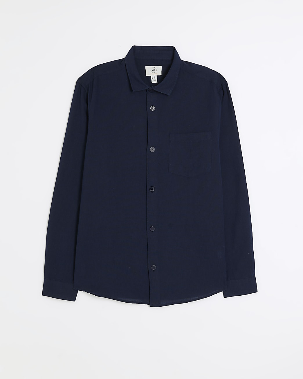 Navy regular fit linen blend smart shirt