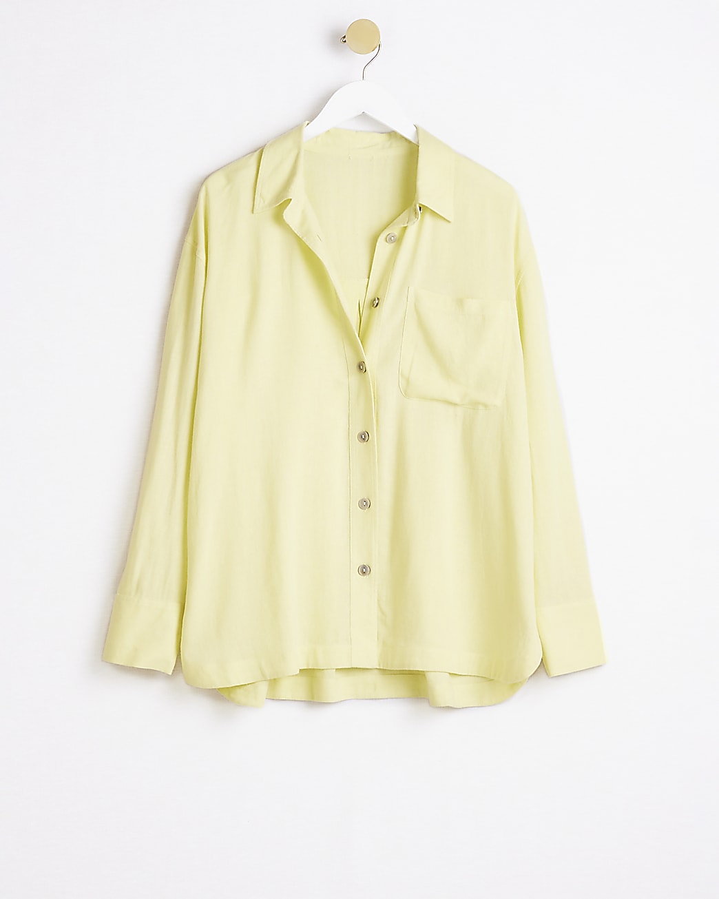 Yellow oversized shirt with linen