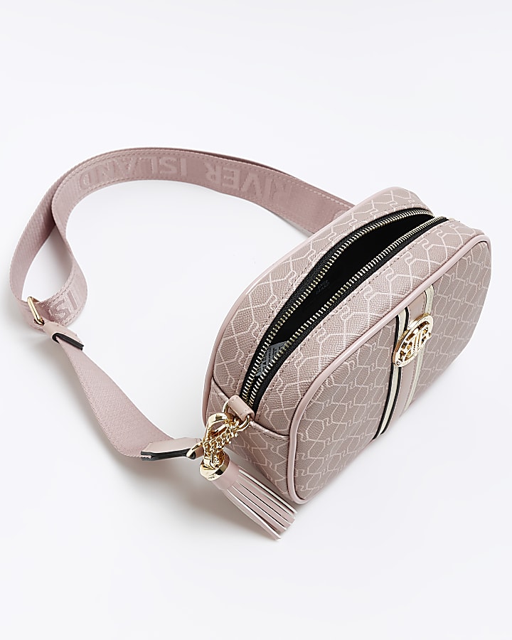 Pink RI monogram cross body bag