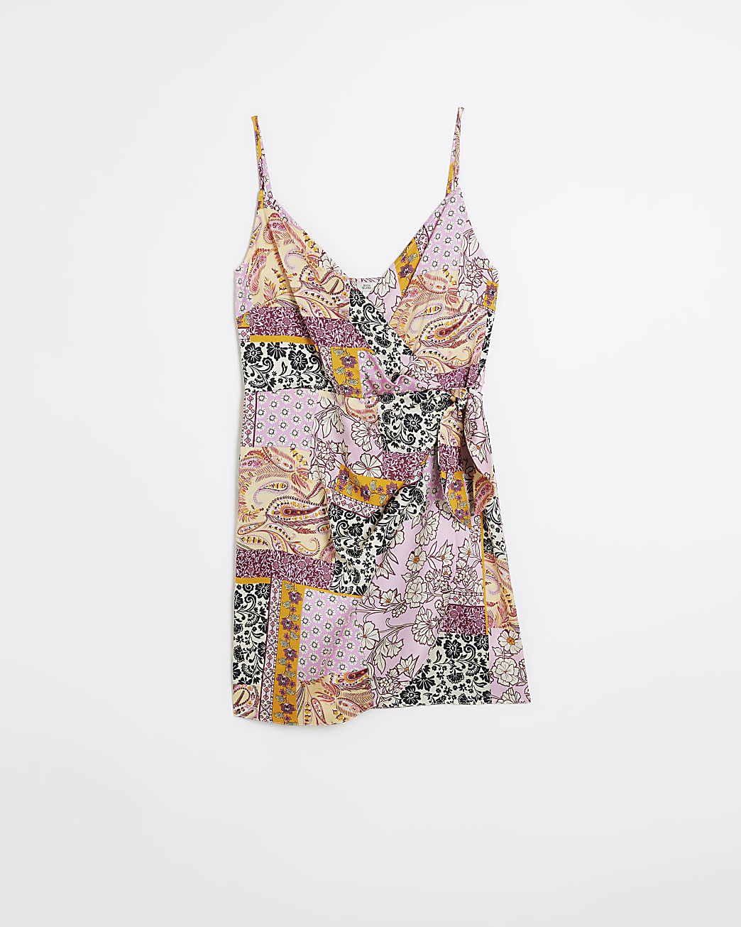 Pink paisley print wrap mini dress