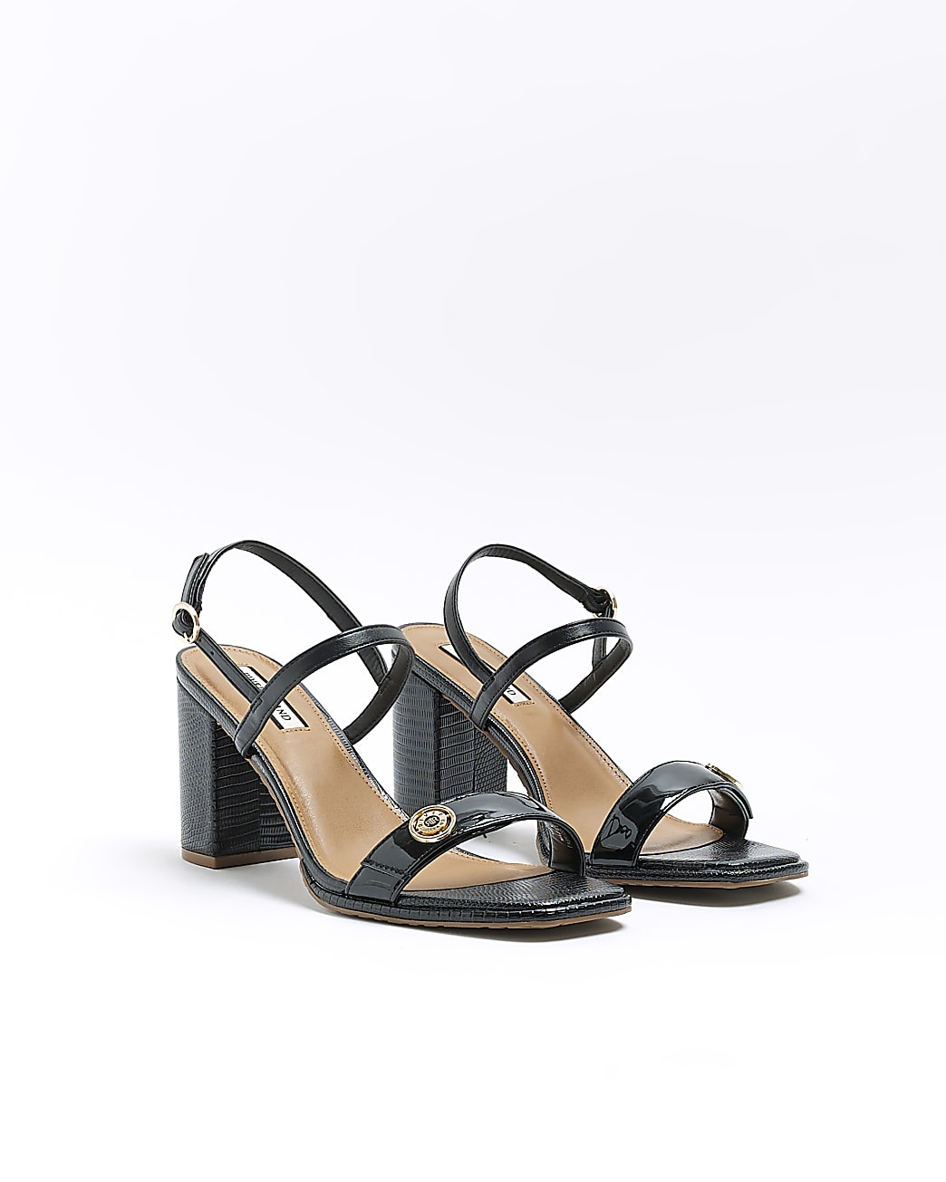 Black wide fit block heel sandals