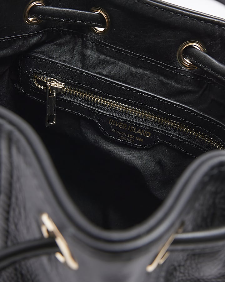 Black leather studded cross body bag