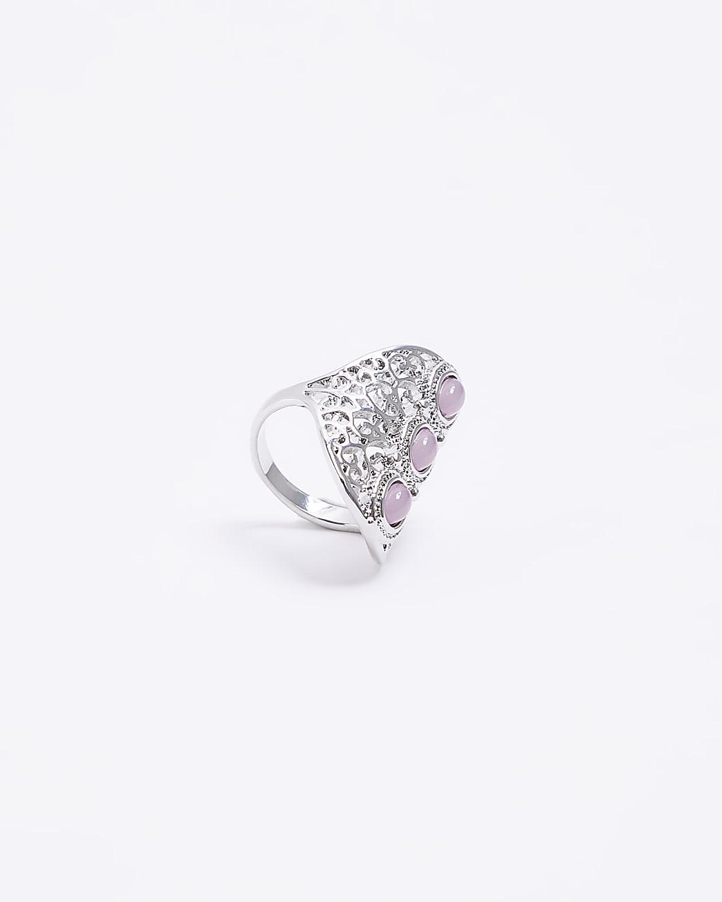 Silver stone cut out ring