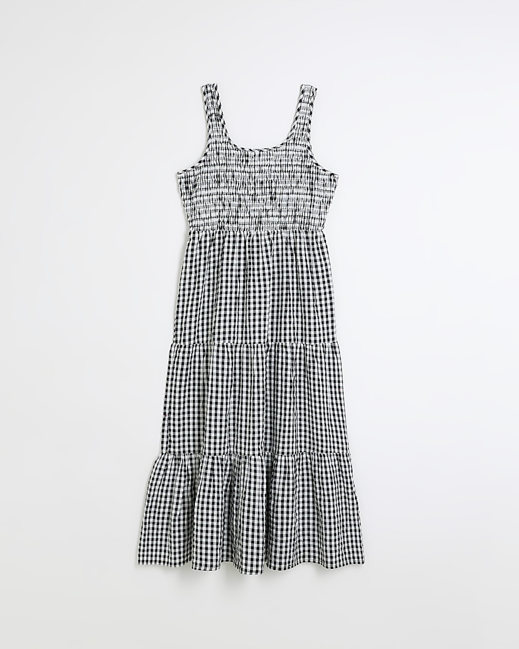 Black check smock midi dress