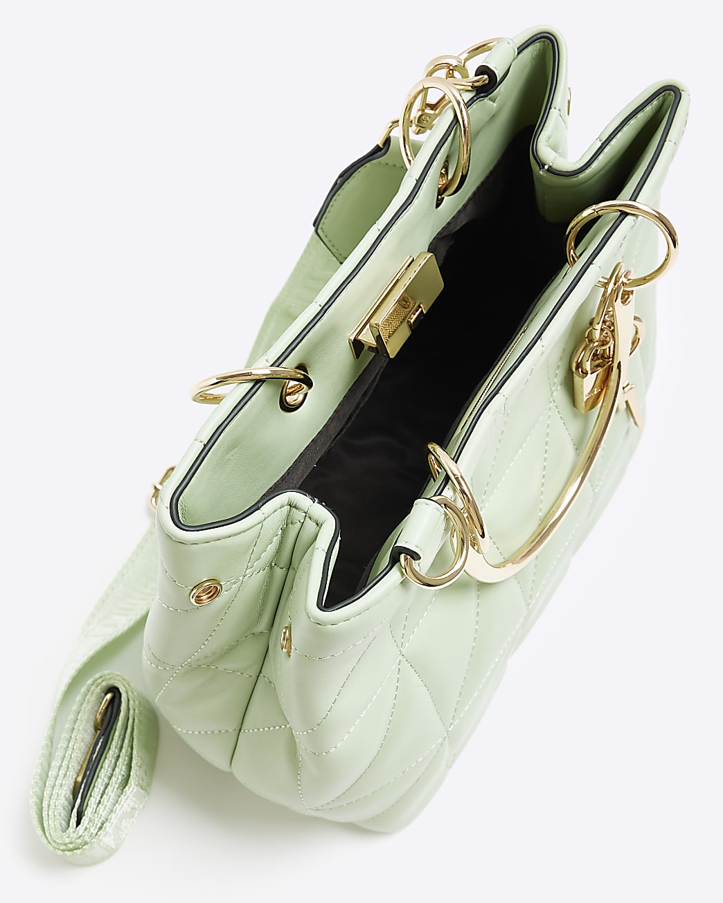 Green quilted tote bag
