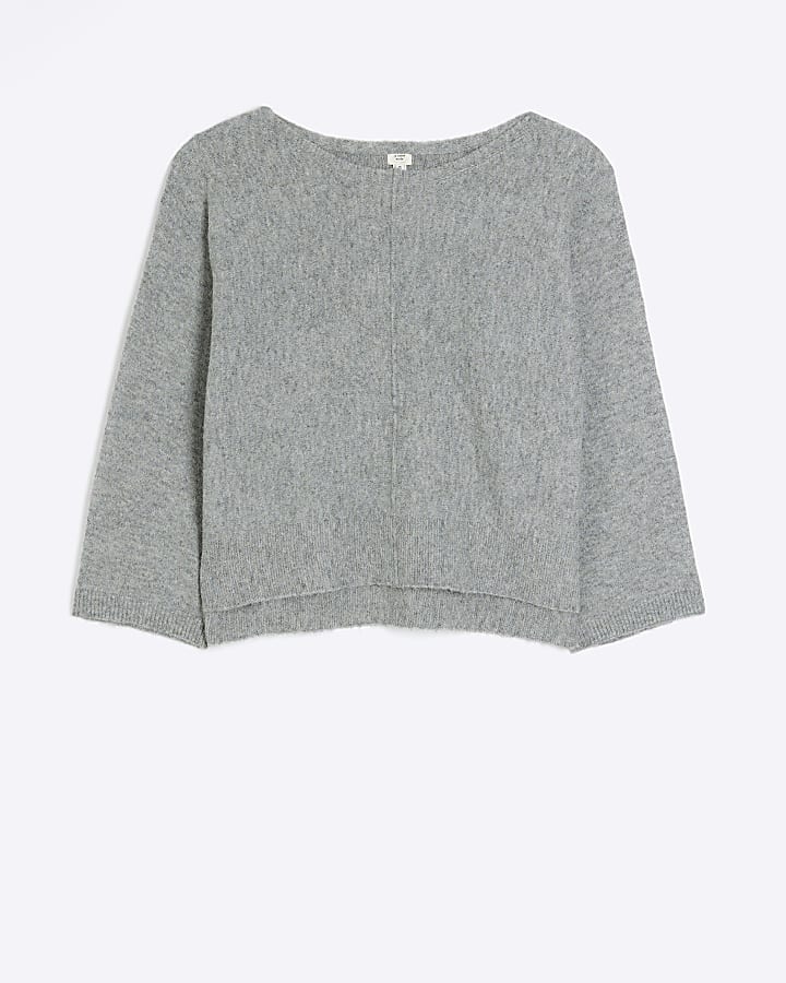 Grey batwing sleeve jumper