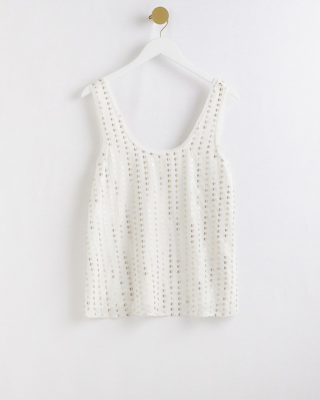 White sequin tank top