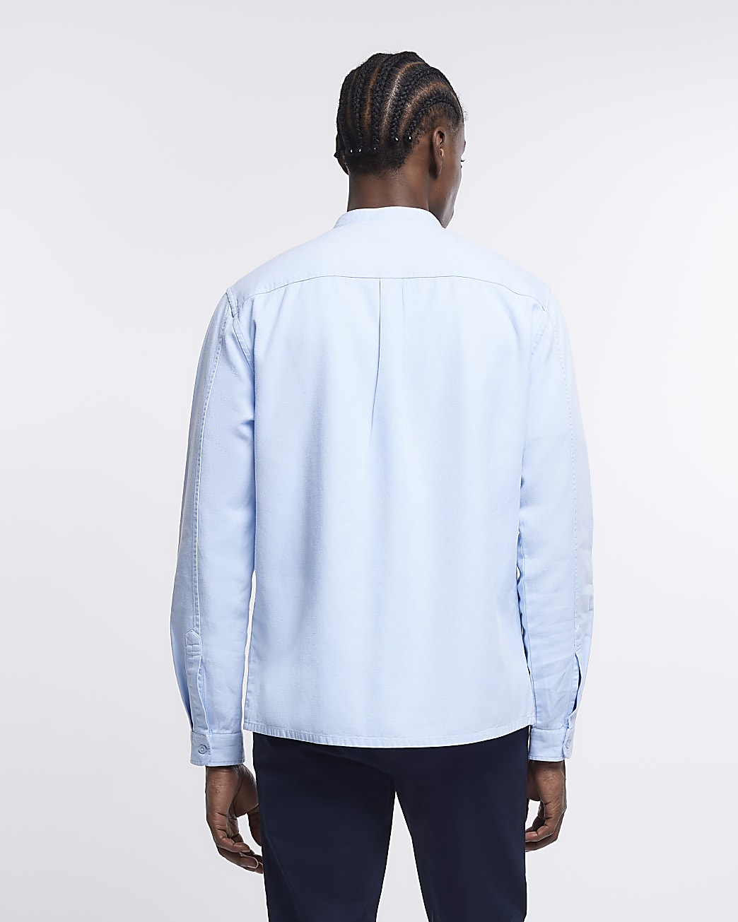 Blue regular fit lyocell grandad shirt
