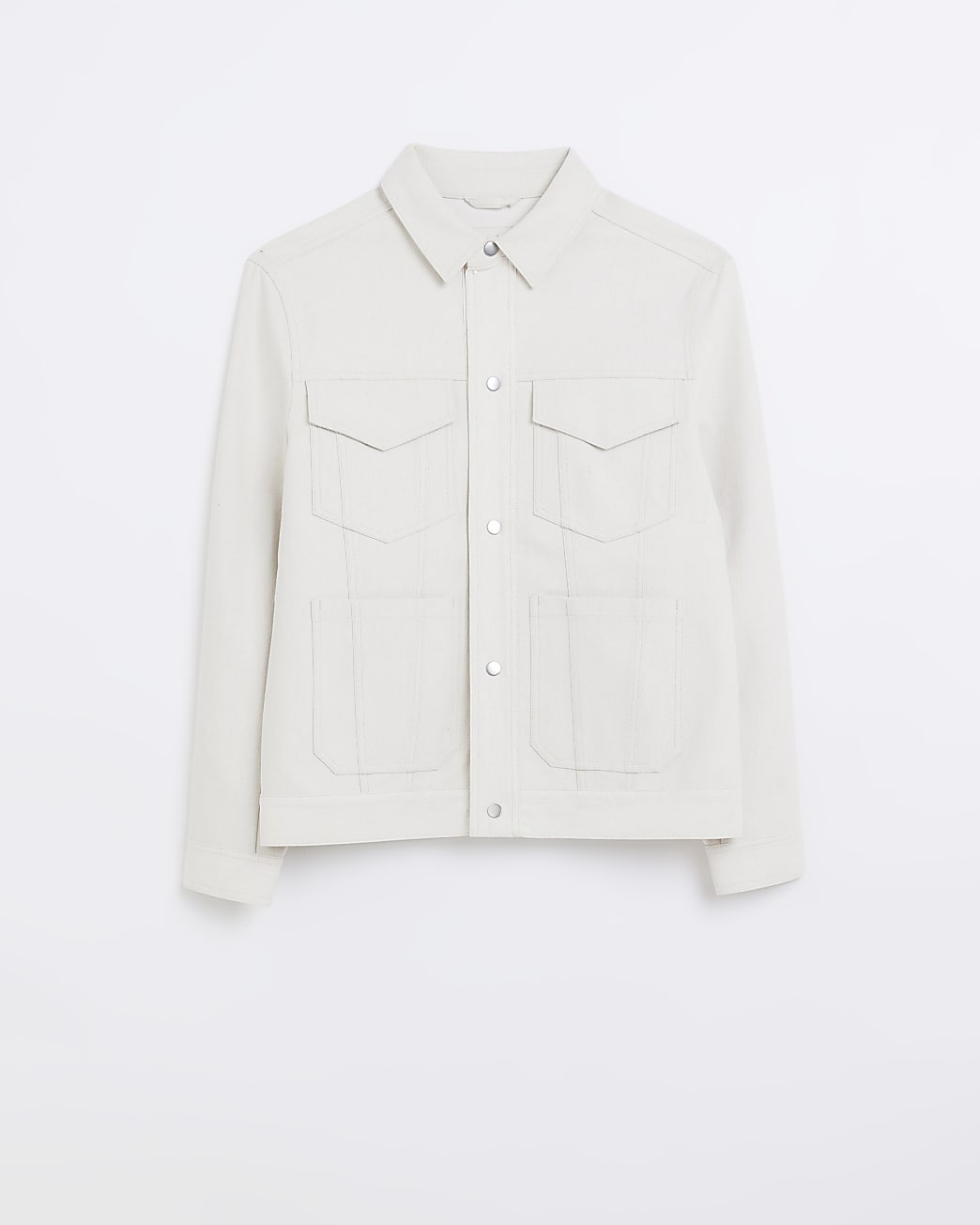 Ecru regular fit textured western jacket