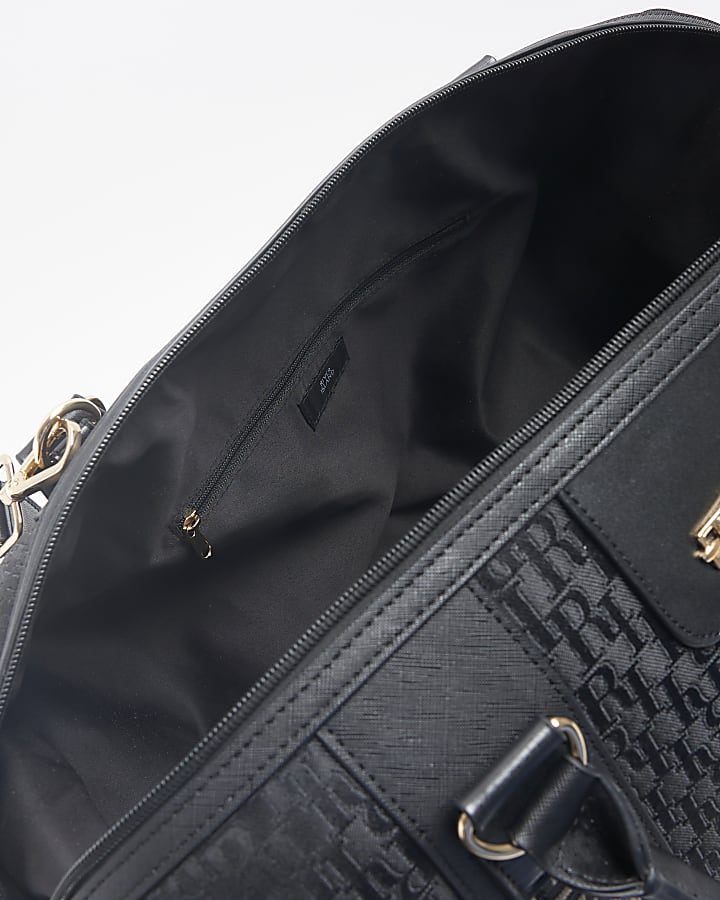 Black jacquard webbing travel bag