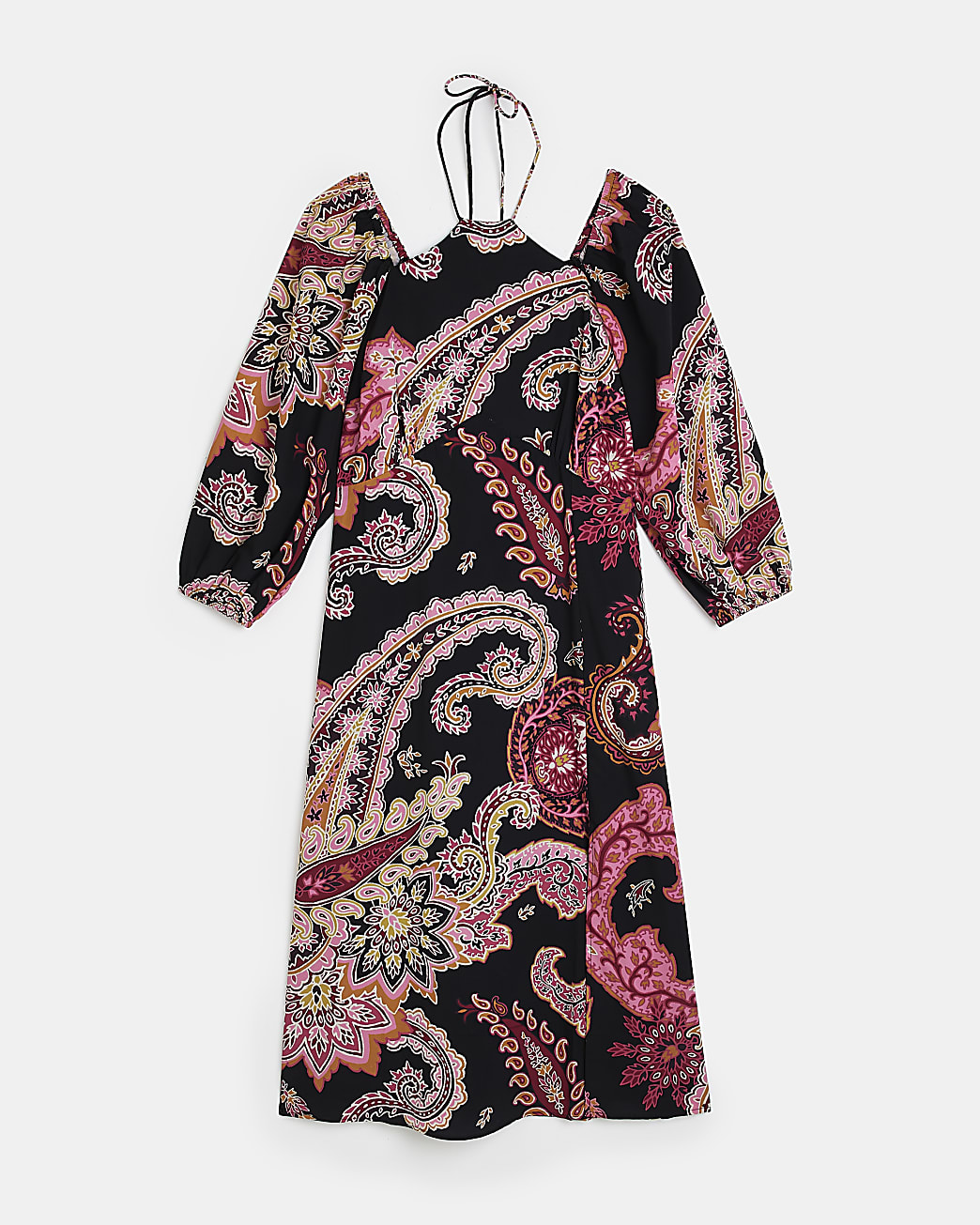 Petite black paisley cut out maxi dress