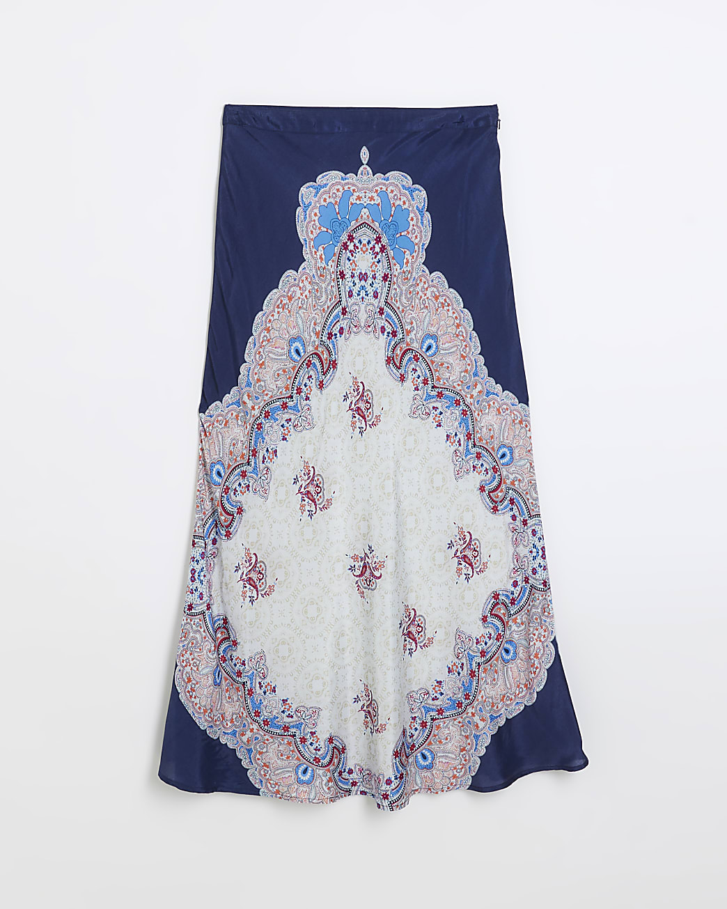 Navy floral midi skirt