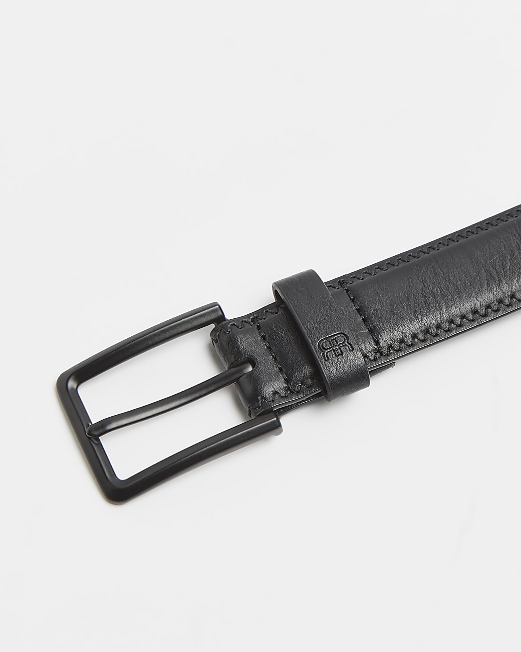 Black faux leather buckle belt