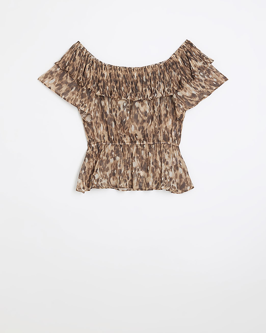 Brown print bardot top