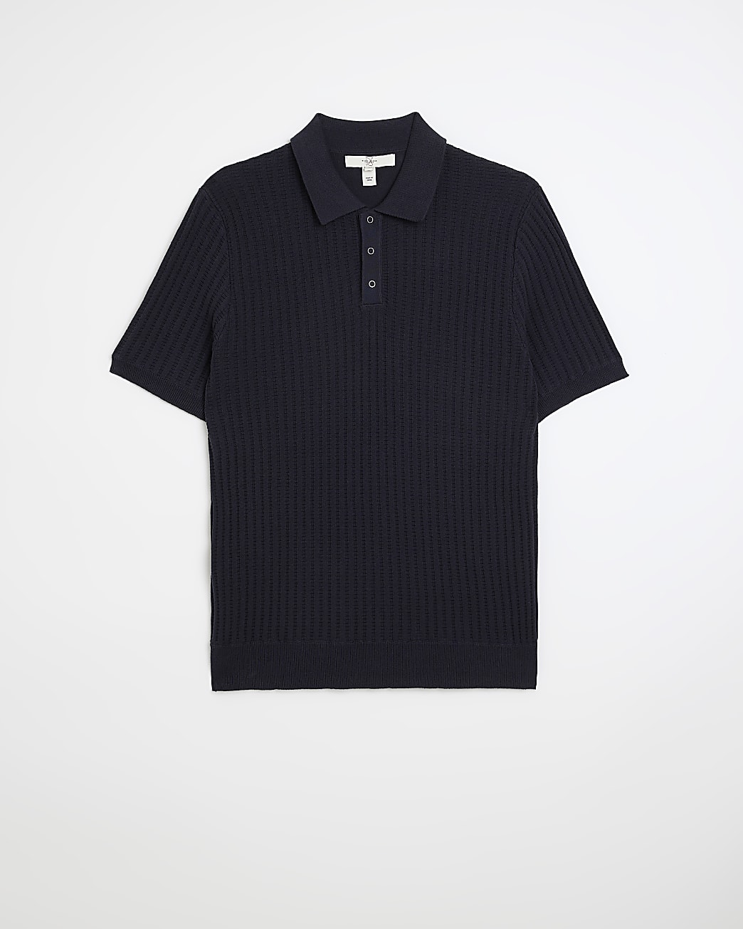 Navy slim fit waffle knit polo shirt