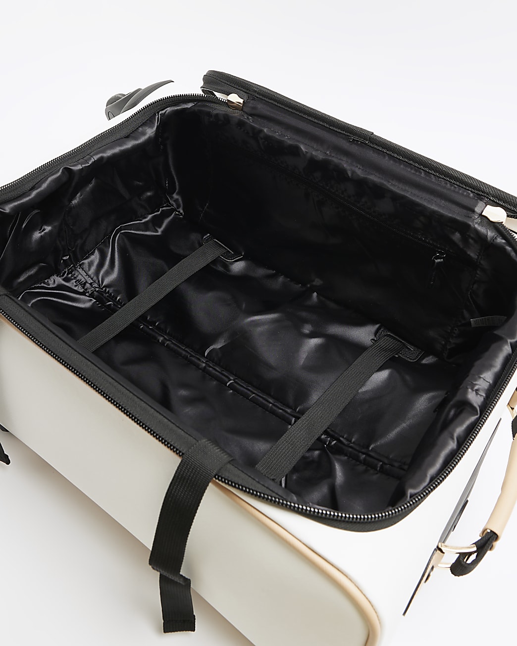 White patent embossed suitcase