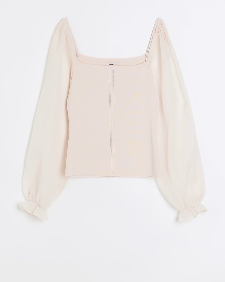 Pink organza sleeve blouse