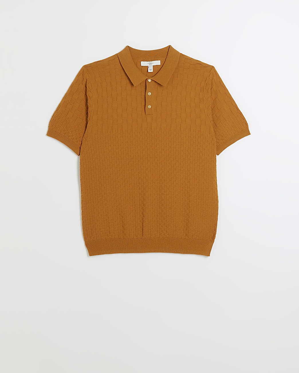 Orange slim fit textured polo shirt